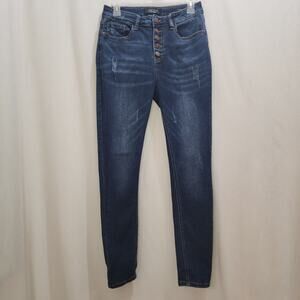 Judy Blue Skinny Fit Button Fly Distressed Stretch Jeans JB8855DK-R , Size 9/29